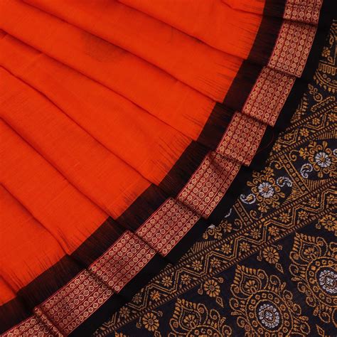 Orange Ikkat Bomkai Cotton Saree | P221205029 – Priyadarshini Handloom