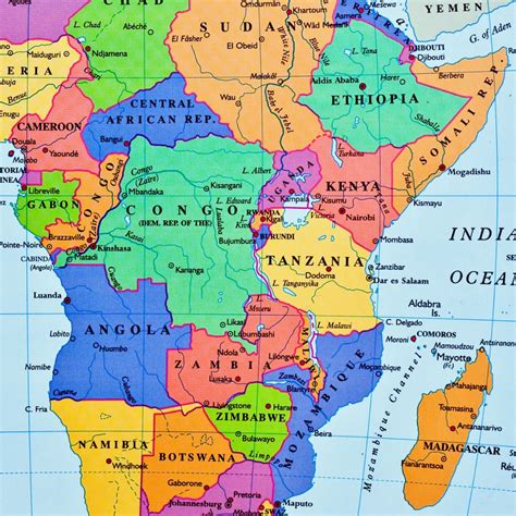 Mapa De áfrica Y Zanzíbar South Africa Zanzibar Mozambique Cape