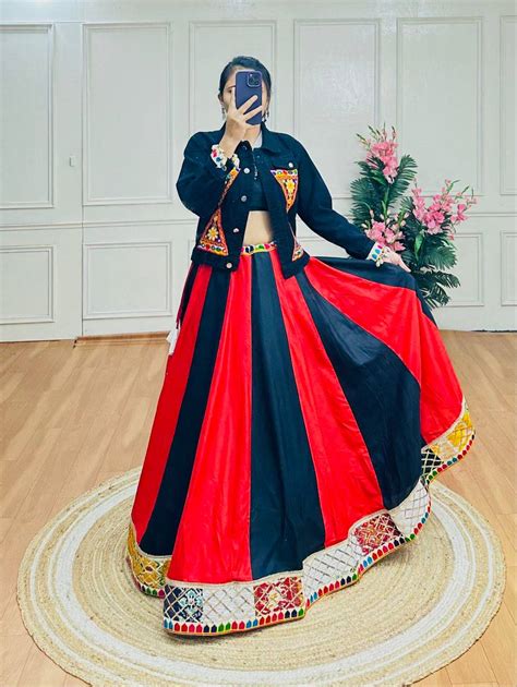 Pure Reyon Silk With Denim Jacket Navratri Lehenga Choli – Anant Tex ...