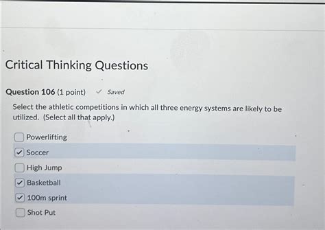 Solved Critical Thinking QuestionsQuestion 106 (1 ﻿point) | Chegg.com