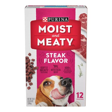 Moist & Meaty Purina Steak Flavor Soft Dog Food Pouches - Shop Food at ...