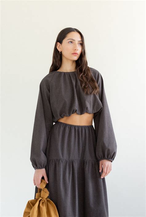 A Bronze Age Agnes Top, Cotton Balloon Sleeved Cropped Top, Canada