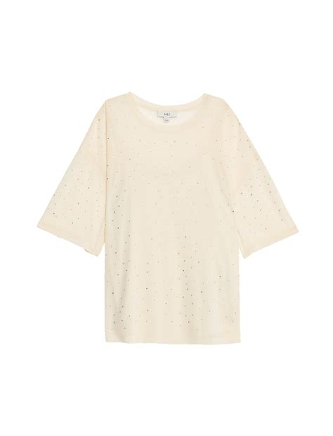Buy Embellished Round Neck Top at Marks & Spencer