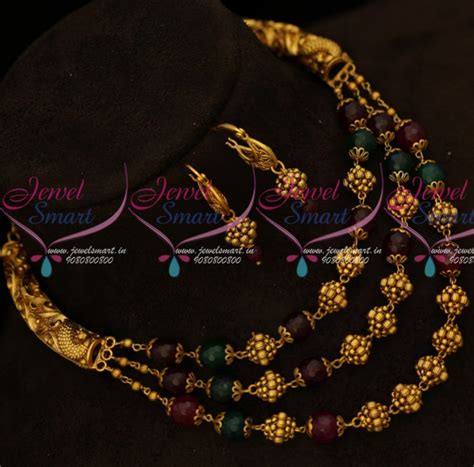 NL14849 Tushi Mala Layer Necklace Nakshi Pipe Design Red Green Beaded ...