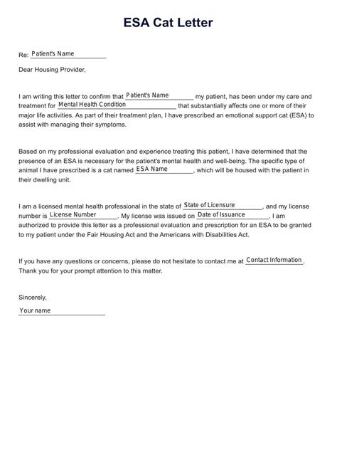 Emotional Support Animal Letter Template & Sample | Free PDF Download