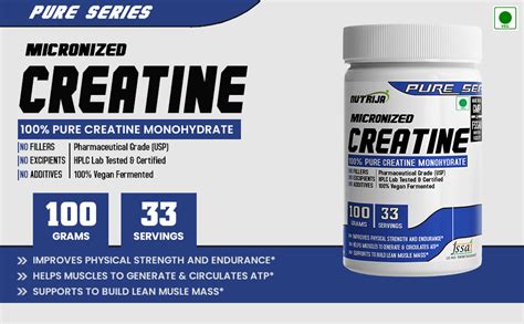 NutriJa Pure Micronized Creatine Monohydrate Powder- 100grams | Pre ...