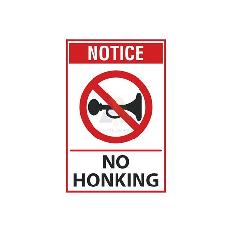 Anne Print Solutions® Notice No Honking Signage Stickers Labels Safety ...