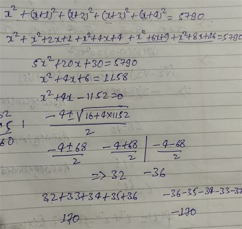 the sum of the squares of any five consecutive natural numbers is 5790 ...