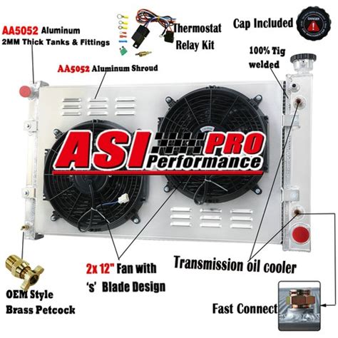 thumbnail image 2 of 3-Row Aluminum Radiator With Shroud Fan For Chevy C/K 1500/2500/3500 – 5.0L/5.7L 1988-1999 (CU622) 2 of 4