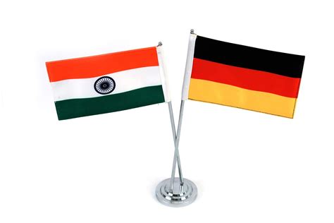 Classic Flags 2-in-1 India & Germany Miniature Table Flag with A Classy ...