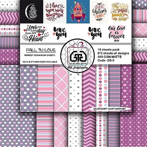 G2g Matte Paper Pattern Scrapbooking Fall in love (purple) 12x12 paper ...
