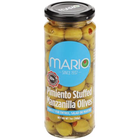 Mario Reduced Sodium Manzanilla Stuffed with Minced Pimiento Olives, 7 ...