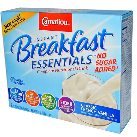 Carnation Breakfast Essentials, No Sugar Added, Classic French Vanilla ...