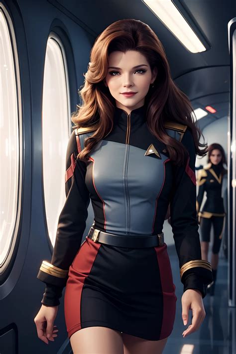 a 20 year old sexy space babe, beautiful captain Janeway with long ...