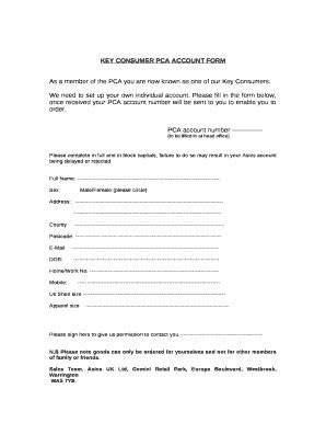 KEY CONSUMER PCA ACCOUNT Doc Template | pdfFiller