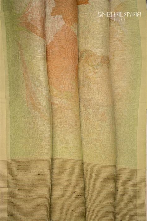 Lime Green Linen Saree – Snehalayaa Silks