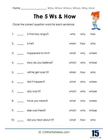Image result for Why Questions Worksheet