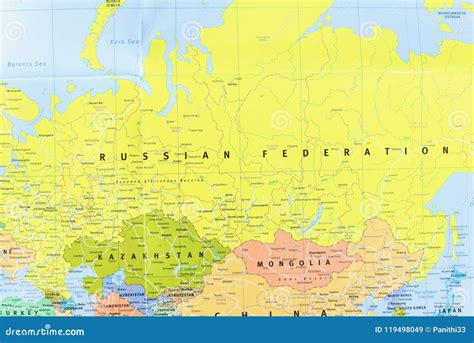 Close-Up View of Map of the Russian Federation and Its Neighbouring Countries Editorial Stock ...
