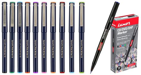 Luxor Finewriter Assorted color (Pack of 10 Pen) 1236 CD/DVD/OHP Marker ...
