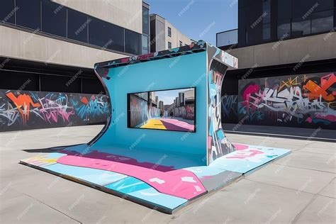 Premium Photo | Virtual reality graffiti experience in an urban plaza ...
