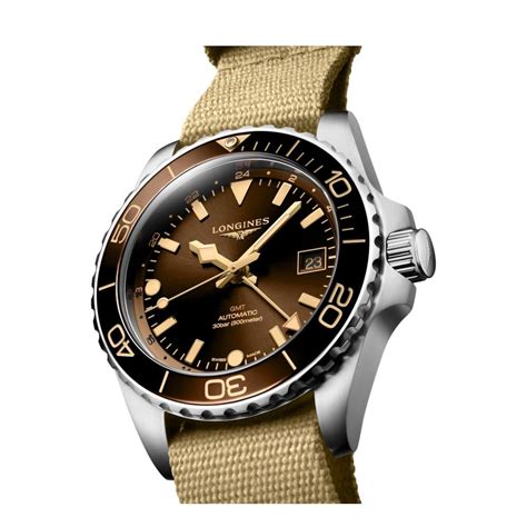 HydroConquest GMT Brown Dial 41mm on Fabric One Piece Strap | Teddy ...
