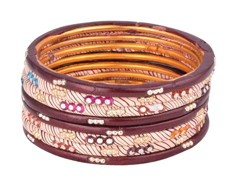 Buy PMC International Maroon and Off-White Lac Bangle Set for Women ...