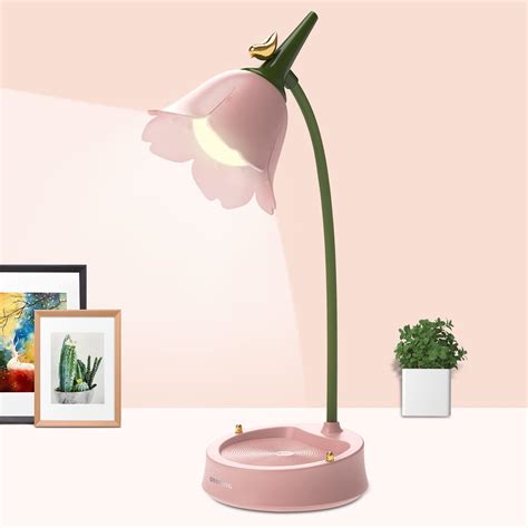 LED Flower Desk Lamp Cordless Table Light 3 Color Modes Cute Touch ...