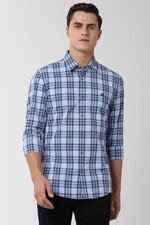 Buy Men Blue Super Slim Fit Check Full Sleeves Casual Shirt Online ...