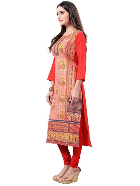 Buy Orange Digital Floral Printed Crepe Readymade Kurti Online from ...