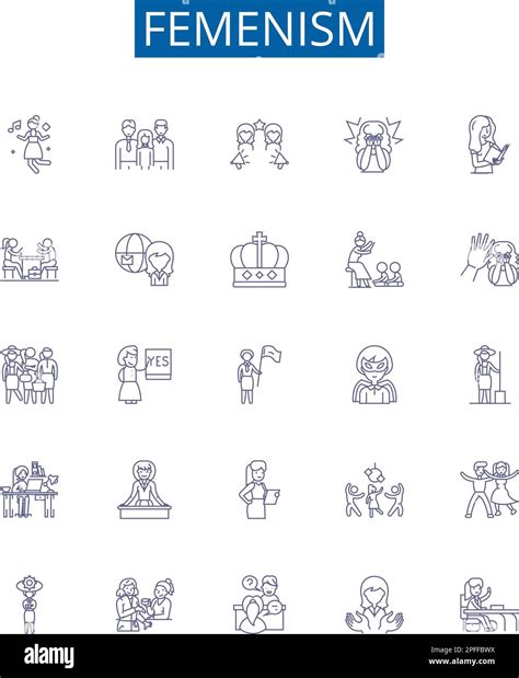 Femenism line icons signs set. Design collection of Feminism, Womanism ...