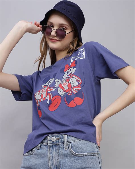 Mickey & Friends Printed Regular Fit Tshirt For Women – Free Authority