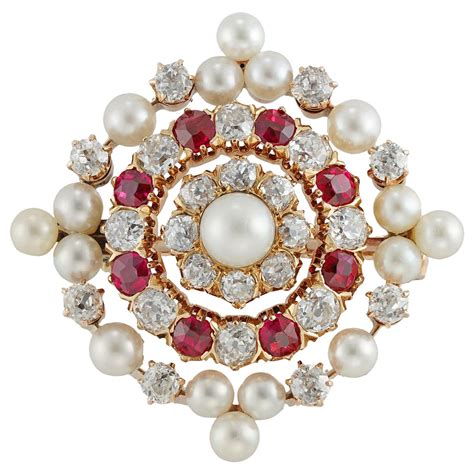 Victorian Butterfly Ceylon Sapphire Pearl Ruby Diamond Brooch at ...