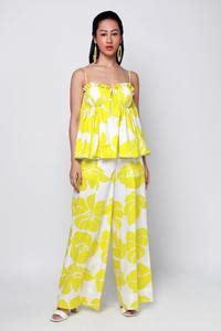 Buy Green 100% Cotton Printed Floral Sweetheart Neck Top And Culottes ...