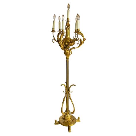 French Bronze Peacock Floor Lamp with Czech Crystal at 1stDibs