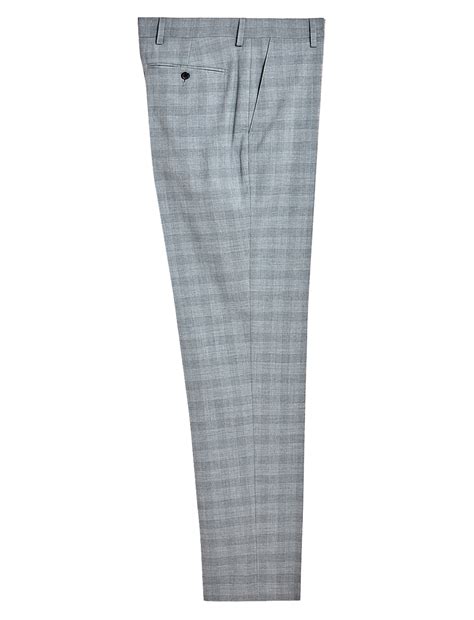 Buy Regular Fit Check Stretch Trousers at Marks & Spencer
