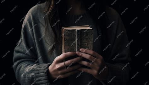 Premium AI Image | One woman holding Bible reading religious text ...