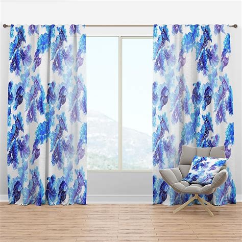 Designart 90-in Blue Room Darkening Thermal Lined Rod Pocket Single ...