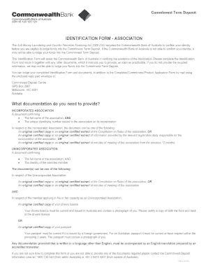 Fillable Online commbank com CommInvest Term Deposit Identification ...
