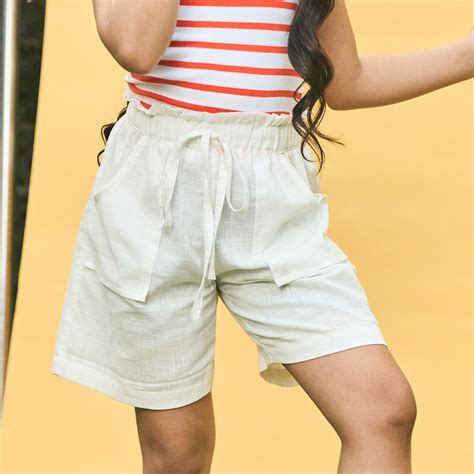 White Solid Cotton Girls Shorts| Designer Cotton Clothes for Girls ...