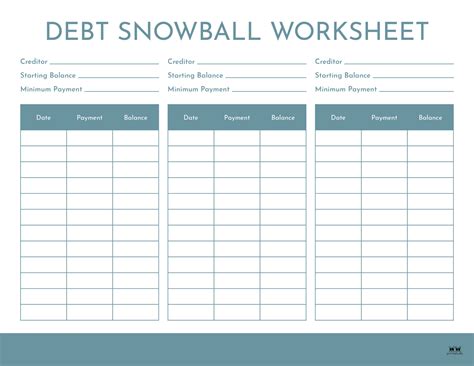 Printable Debt Snowball Worksheet