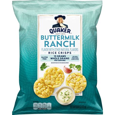 Quaker Rice Crisps, Buttermilk Ranch, 6.06 oz Bag - Walmart.com ...