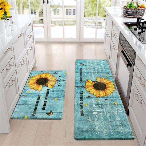 Amazon.com: Likiyol Sunflower Kitchen Rugs Set of 2 Anti-Fatigue Mats ...