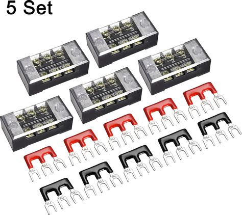 Buy uxcell 5Set 3 Positions Dual Rows 600V 15A Iron Screw Terminal ...