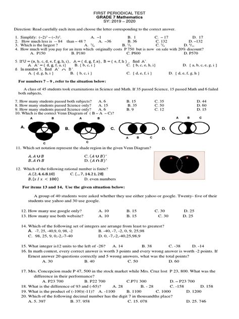 Image result for Class 7 Math Test
