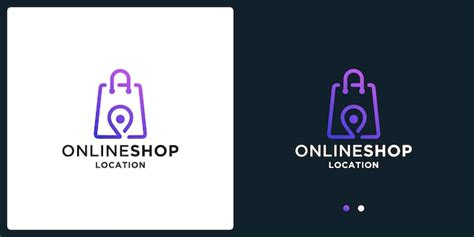 Online shop location logo design with line art style and gradient color ...