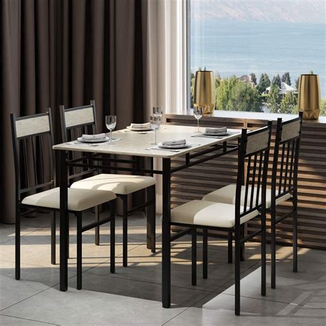Tangkula 5 Piece Kitchen Dining Table Set, Modern Table and Chairs Set ...