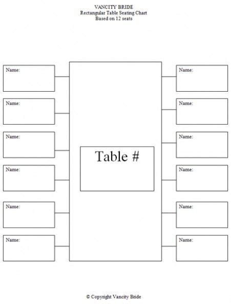 Image result for Rectangular Table Seating Charts