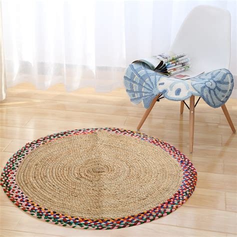 TIB Jute Braided Floor Rug Boho Bedside Living Room Carpet Rug -Beige ...