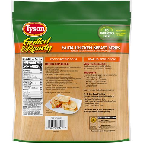 Tyson Grilled & Ready Fajita Chicken Breast Strips, 1.37 lb Bag (Frozen)