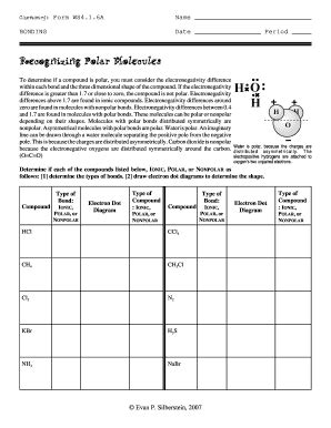 Recognizing Polar Molecules Worksheet Answers - Fill Online, Printable ...